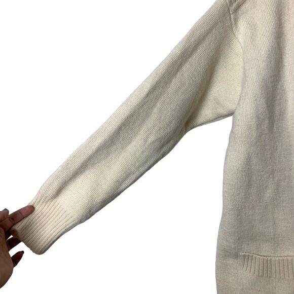 Bern Conrad Ivory 100% wool collared double breasted oversized cardigan Sz large - Picture 2 of 10